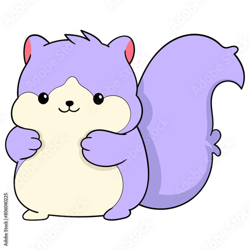 the fat purple squirrel was laughing alone