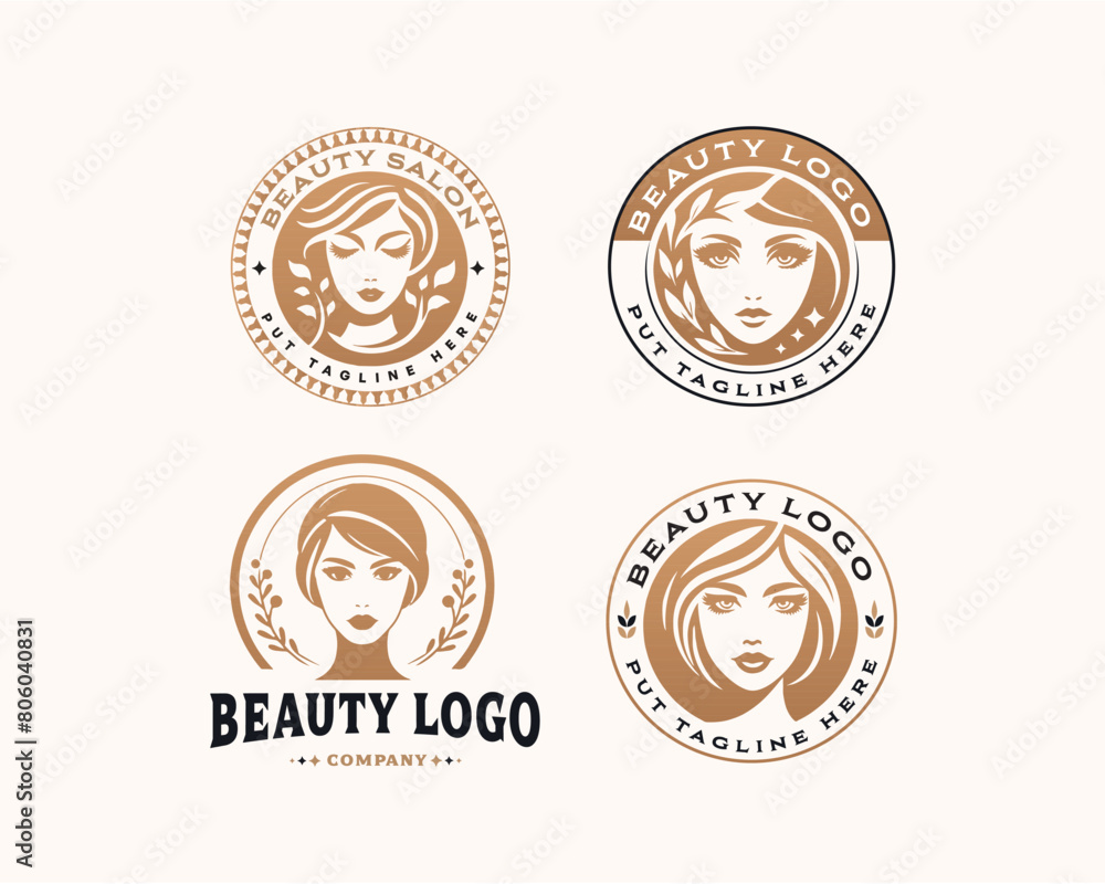 Vector elegant beauty woman salon logo design collections for company Vector elegant beauty woman salon logo design collections for company