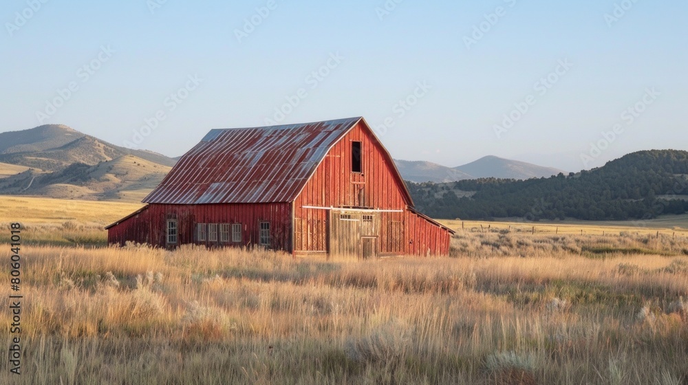 Rustic barn in open prairie Rustic barn in open prairie