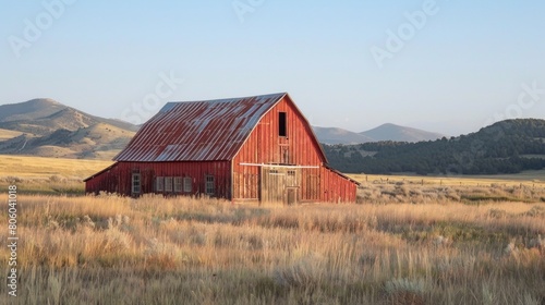 Rustic barn in open prairie
