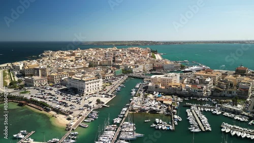 Bird's eye view of Syracuse, romantic island of Ortigia in Sicily