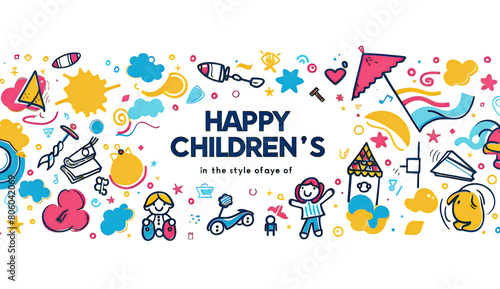 Global Celebration of Children's Day. Illustration Featuring Happy Children Enjoying Fun and Togetherness, Promoting Education and Friendship in a Colourful and Joyful Event