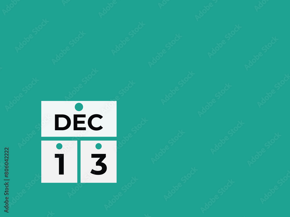 December 13 calendar reminder. 13 December daily calendar icon template. Calendar 13 December icon Design template. Vector illustration
December 13 calendar reminder. 13 December daily calendar icon template. Calendar 13 December icon Design template. Vector illustration