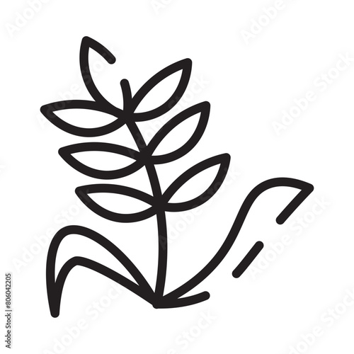 Grain Plant Rice Line Icon