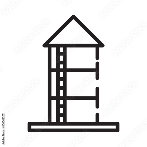 Barn Rice Harvest Line Icon