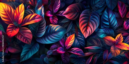 colorful tropical leaves background