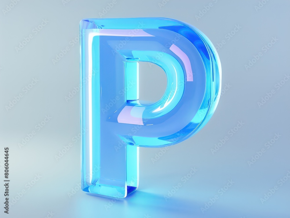 Obraz premium P letter of blue transparent