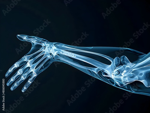 Detailed 3D X-Ray Scan of Shattered Arm Bone Fragments for Medical Imaging and Surgical Planning photo