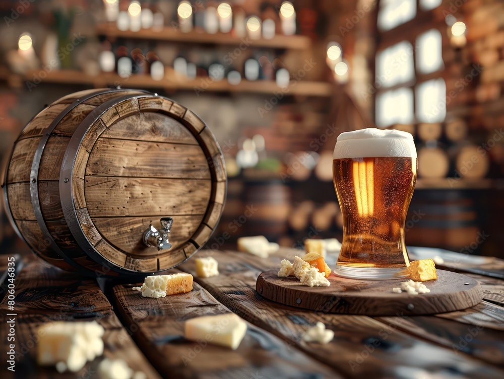 beer in oak beer barrel and cheese beer in oak beer barrel and cheese