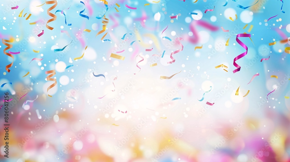Colorful confetti and ribbons on bokeh background. Colorful confetti and ribbons on bokeh background.