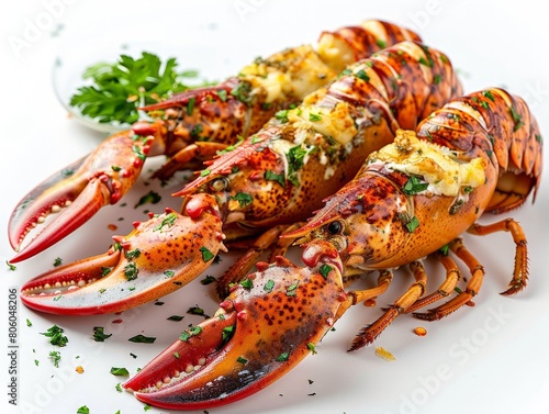 Australian grilled rock lobster with herb butter  photo