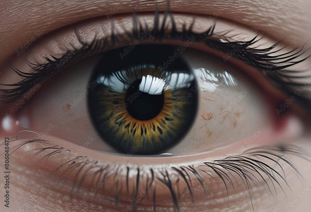 Naklejka premium closeup on an eye in minimal style