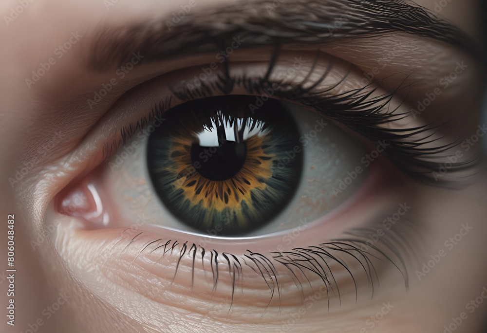 Naklejka premium closeup on an eye in minimal style
