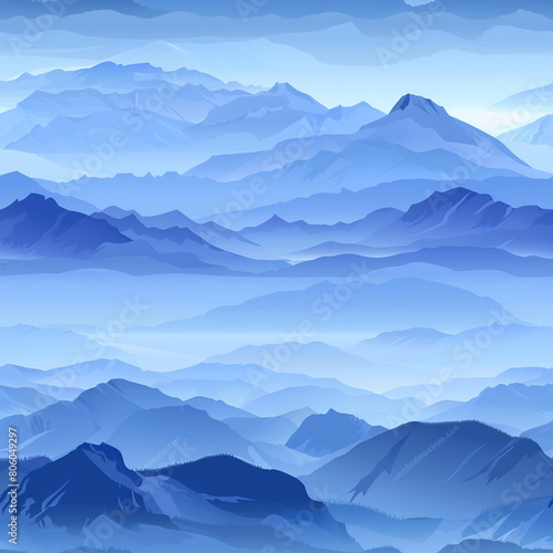 Blue Mountain Graphic, Seamless Pattern © thecreativesupplies