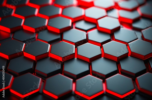 dark gray hexagons with red illumination from below