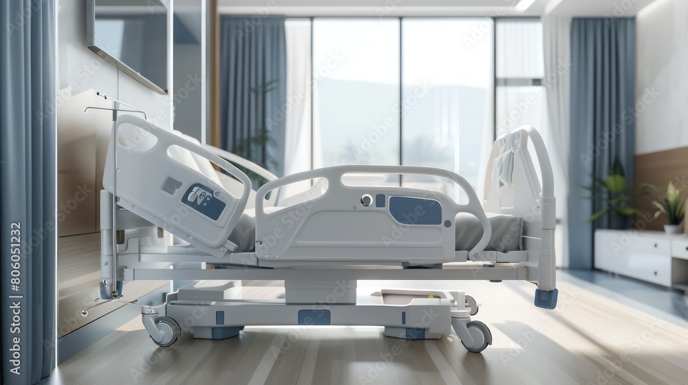 hospital bed in modern hospital room hospital bed in modern hospital room