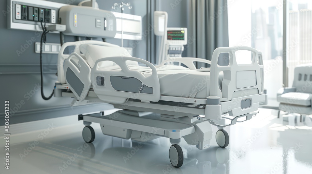 hospital bed in modern hospital room hospital bed in modern hospital room