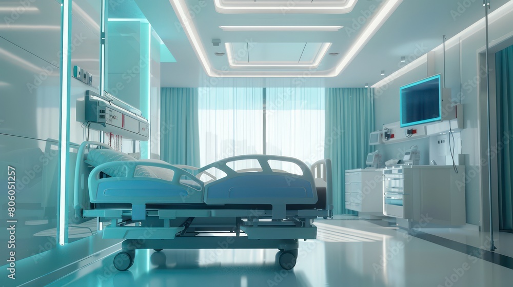 hospital bed in modern hospital room hospital bed in modern hospital room