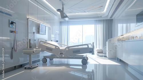 hospital bed in modern hospital room © MADGALLERY