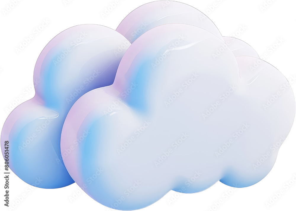 A large, fluffy cloud with a blue hue. The cloud is white and has a blue tint