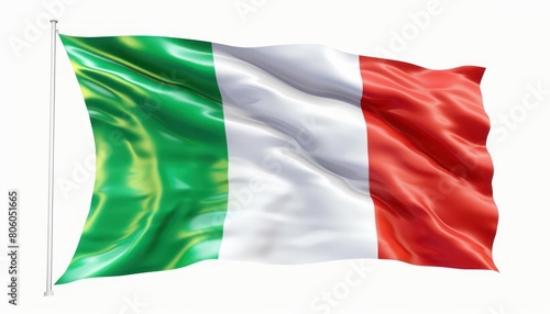 flag of italy waving, isolated on white
