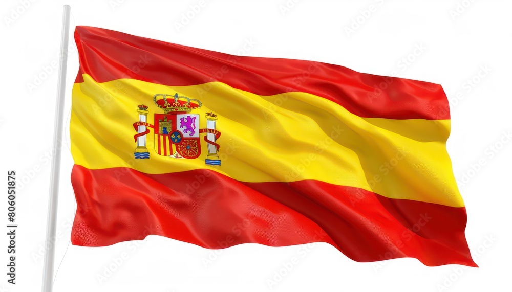 Fototapeta premium spain flag waving, isolated on white background