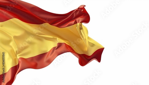 spain flag waving, isolated on white background