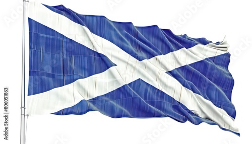 scotland flag waving, on white