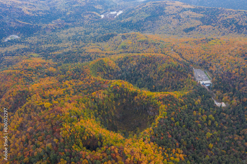 Aerial photography of Jingbo Lake Crater Forest Park Scenic Area, Mudanjiang City, Heilongjiang Province, China