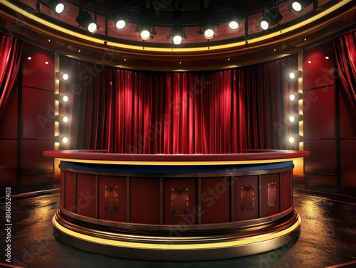 theater show background, red curtain, spotlights