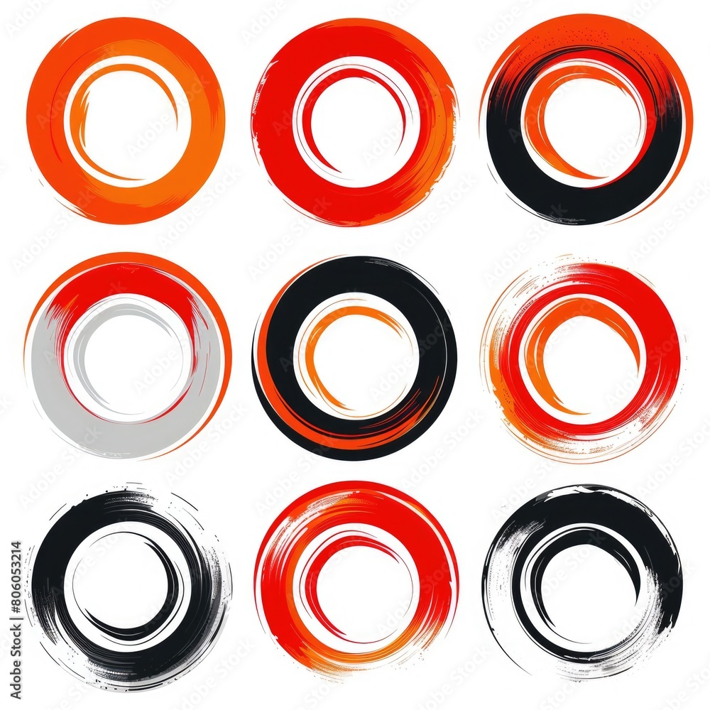 Hollow Circle Stroke Round Icon Set. Collection of Circular Icons with Hollow Shape in Stroke Style