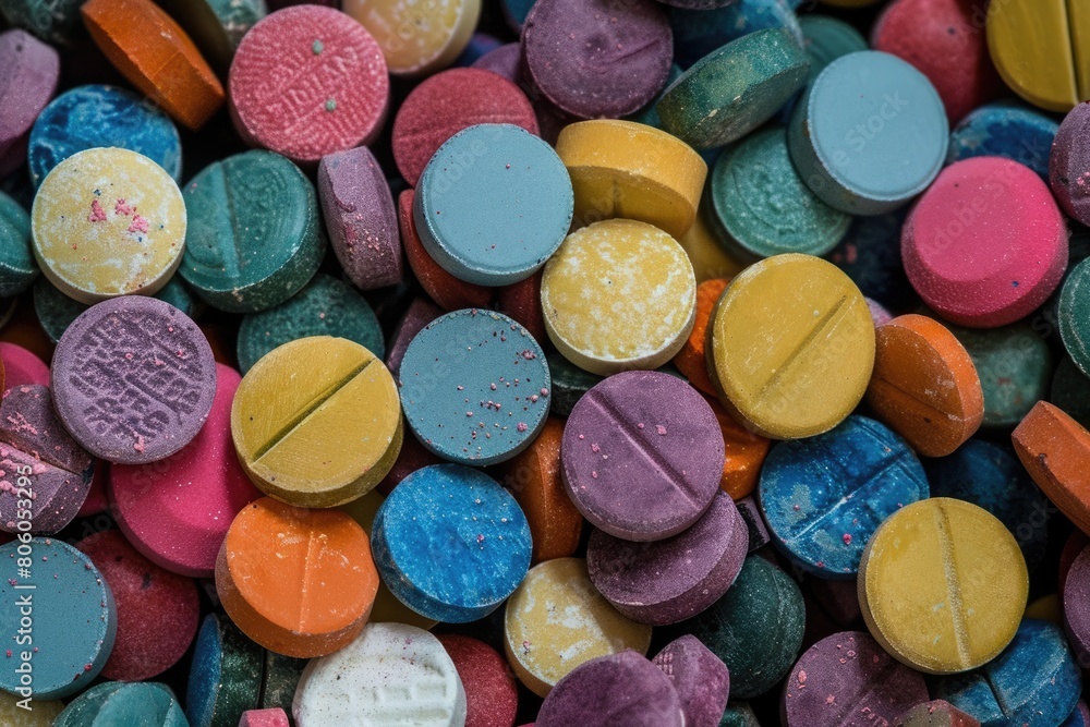 Illicit Ecstasy Pills in Market. Capturing the Life of the Illegal Drug Culture Illicit Ecstasy Pills in Market. Capturing the Life of the Illegal Drug Culture