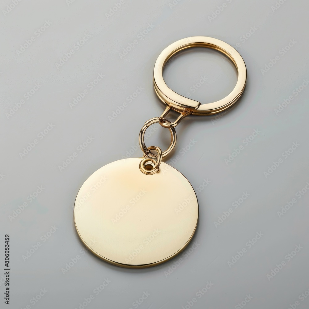 Metallic Gold Keychain Mockup: Blank Accessory Holder for Keyring with Isolated Print and Ring Metallic Gold Keychain Mockup: Blank Accessory Holder for Keyring with Isolated Print and Ring