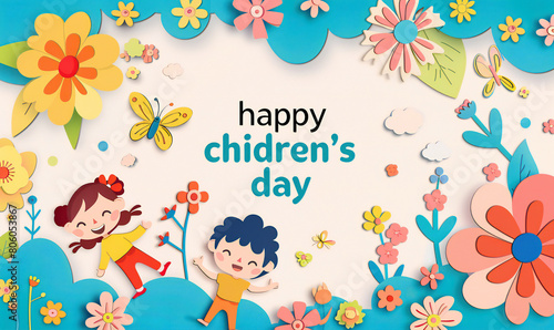 Global Celebration of Children s Day. Illustration Featuring Happy Children Enjoying Fun and Togetherness  Promoting Education and Friendship in a Colourful and Joyful Event