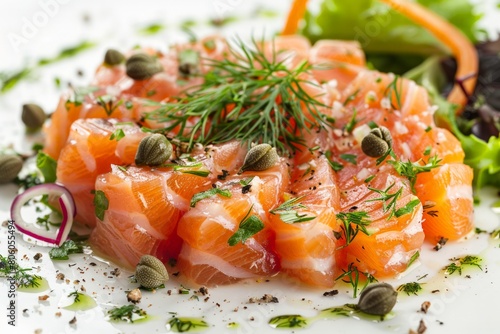 Canadian Arctic char tartare with capers and dill