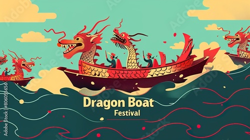  Giant rice dumplings, dragon boat festivalvector illustration