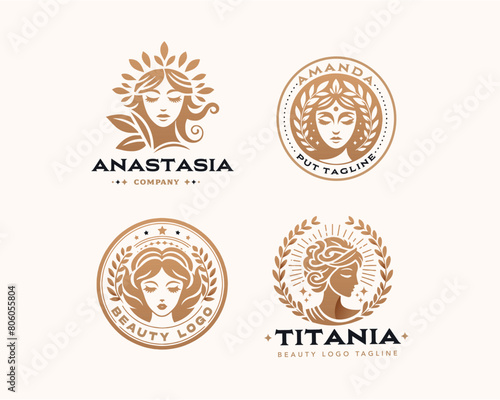 Vector elegant beauty woman salon logo design collections for company