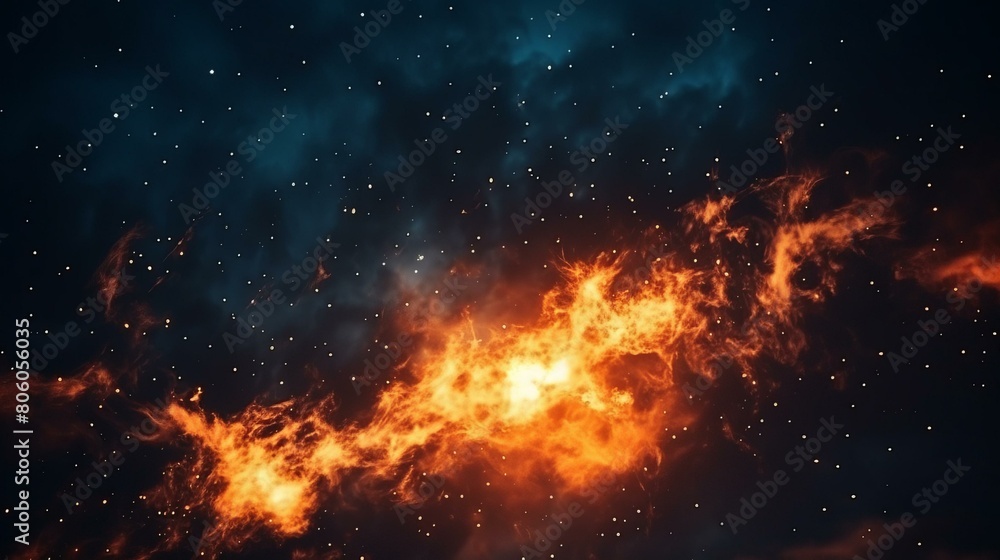 Bright orange and yellow nebula with stars in the background Bright orange and yellow nebula with stars in the background