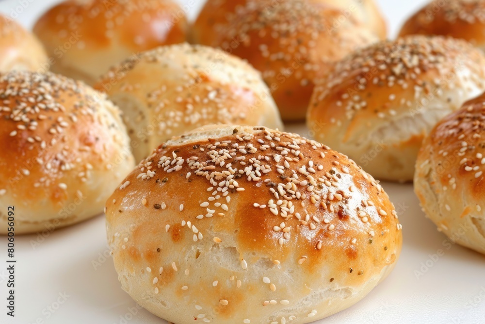 Delicious Kaiser Rolls on a Grain-filled Table: Get your Meal started with Mouth-Watering Whole Delicious Kaiser Rolls on a Grain-filled Table: Get your Meal started with Mouth-Watering Whole