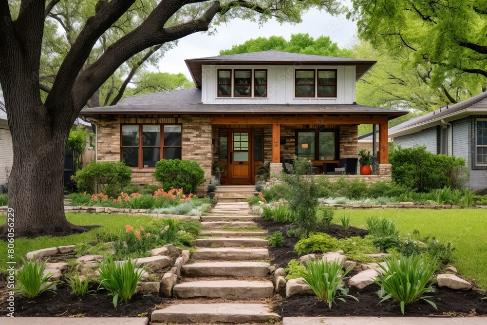 A beautiful modern house with a garden A beautiful modern house with a garden