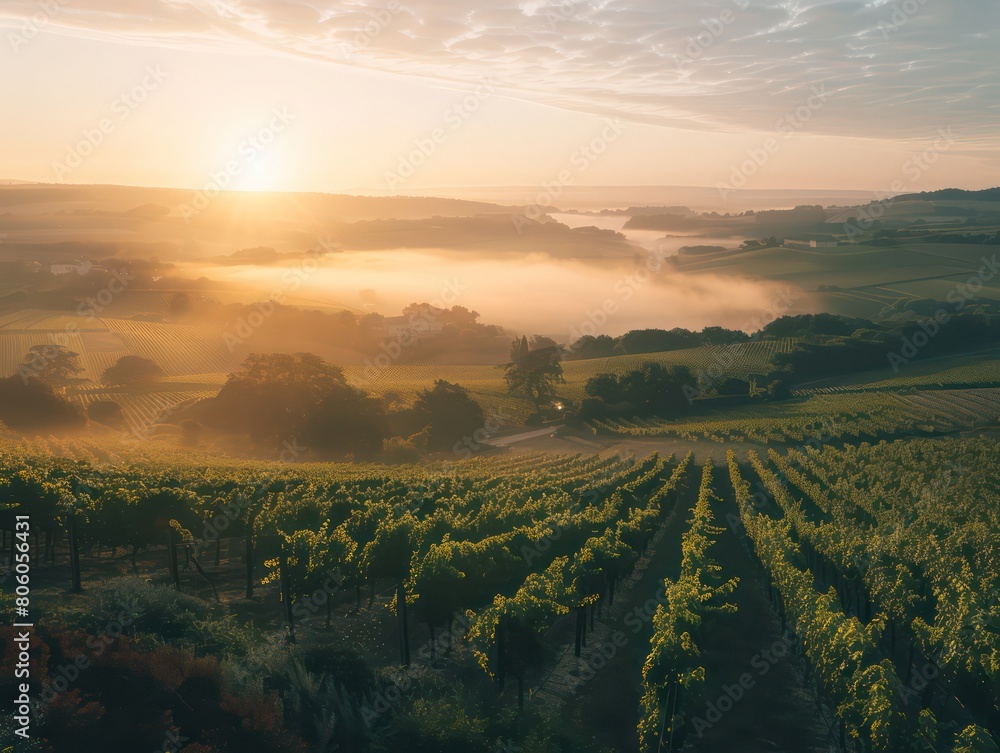 Obraz premium vineyard soft light, sunrise