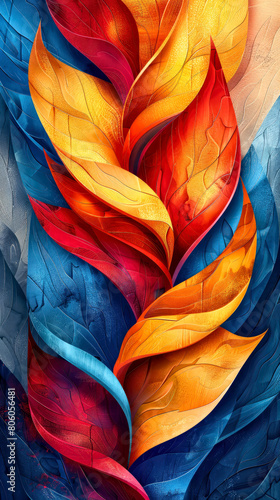 AI generated illustration of abstract painting of vibrant leaves