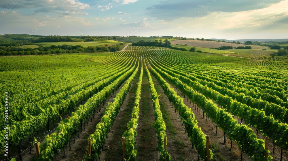 green vineyards for harvesting aerial view