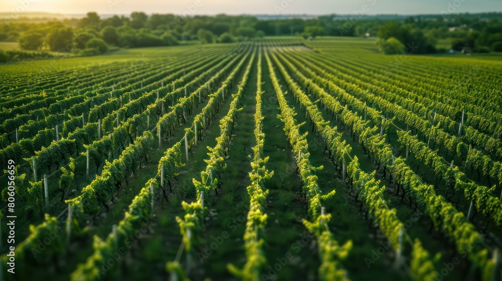 green vineyards for harvesting aerial view