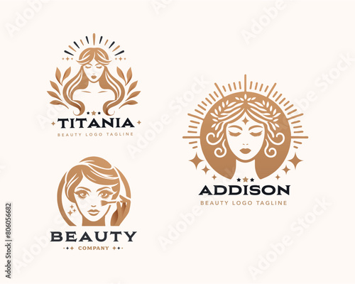 Vector elegant beauty woman salon logo design collections for company