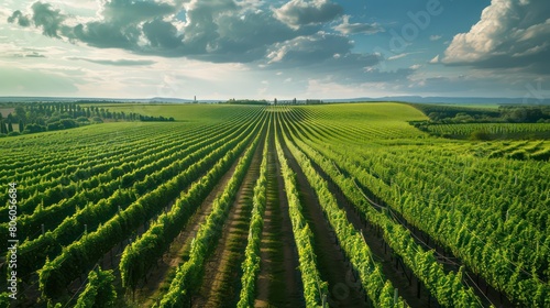 green vineyards for harvesting aerial view photo