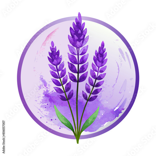 Lavender logo hand-painted in watercolor