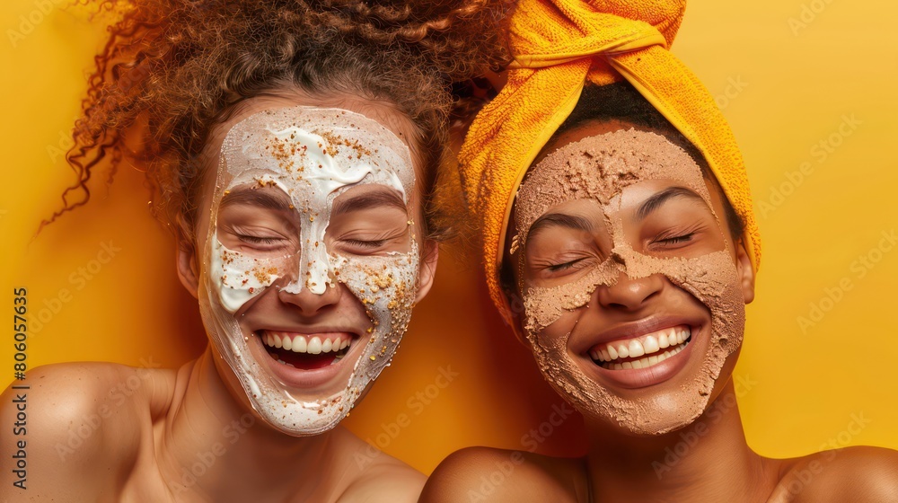 woman with beauty face mask on her face woman with beauty face mask on her face