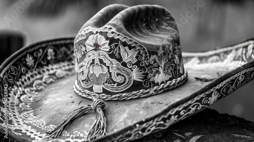 Charro Hat: Symbol of Colorful Mexican Culture, Mariachi Music, and Festive Parties With Tequila photo