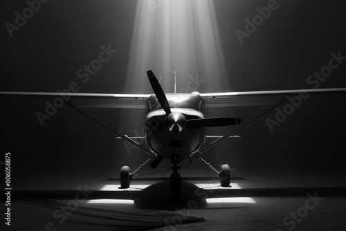 Flying High, Aeroplane with Engine, Prop and Undercarriage, Spotlight on Pilot Flying photo